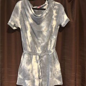 Pink Lily Blue Tie-Dye Romper